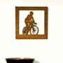 Wood Cut Road Bike Cyclist Artwork, thumbnail 1 of 3