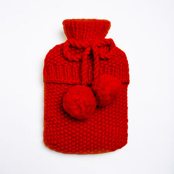 Hot Water Bottle Cover Knitting Kit Red, 2 of 3