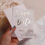 Save The Date Vellum Gold Foil Wedding Invites, thumbnail 5 of 8