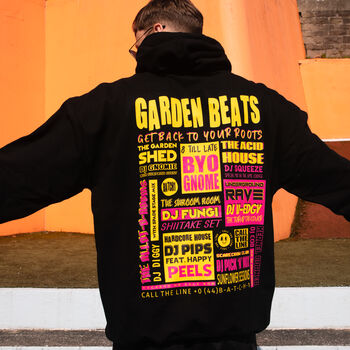 Garden Beats Men's Festival Poster Hoodie, 3 of 3