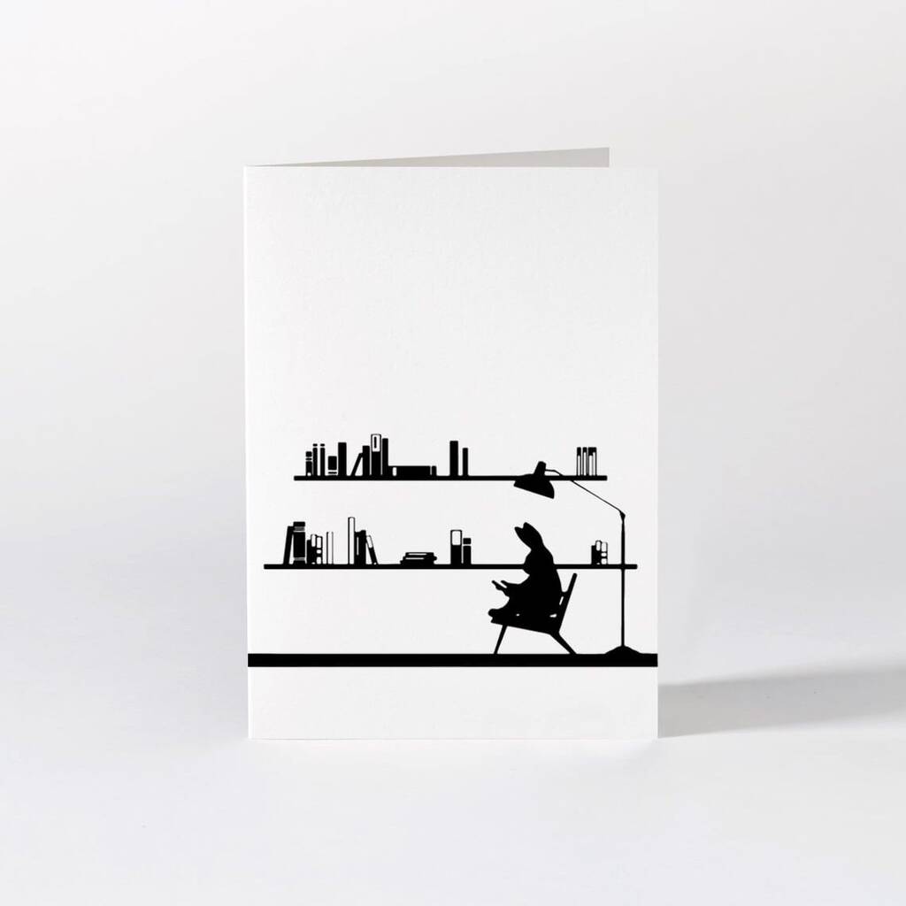 Reading Rabbit Greeting Card
