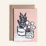 Pink Aloe And Pilea Plant Card, thumbnail 1 of 4