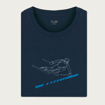 Ski Racer Two Navy Organic T Shirt, 2 of 6