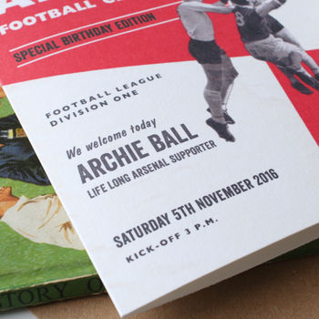 Personalised Football Programme Birthday Card, 3 of 6