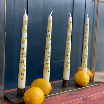 Ivory Hand Painted Lemon Taper Candle, 5 of 5