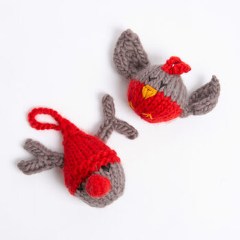 Reindeer And Robin Baubles Knitting Kit, 5 of 12