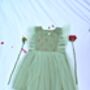 Pista Green Flare Shoulder Dress, thumbnail 1 of 3