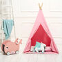 Kids Teepee Tent Set Pink With Floor Mat, thumbnail 1 of 2