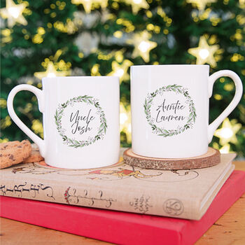 Christmas Wreath Personalised China Mug, 2 of 7