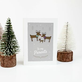 'To My Parents' Christmas Card For Parents, Reindeer, 2 of 10