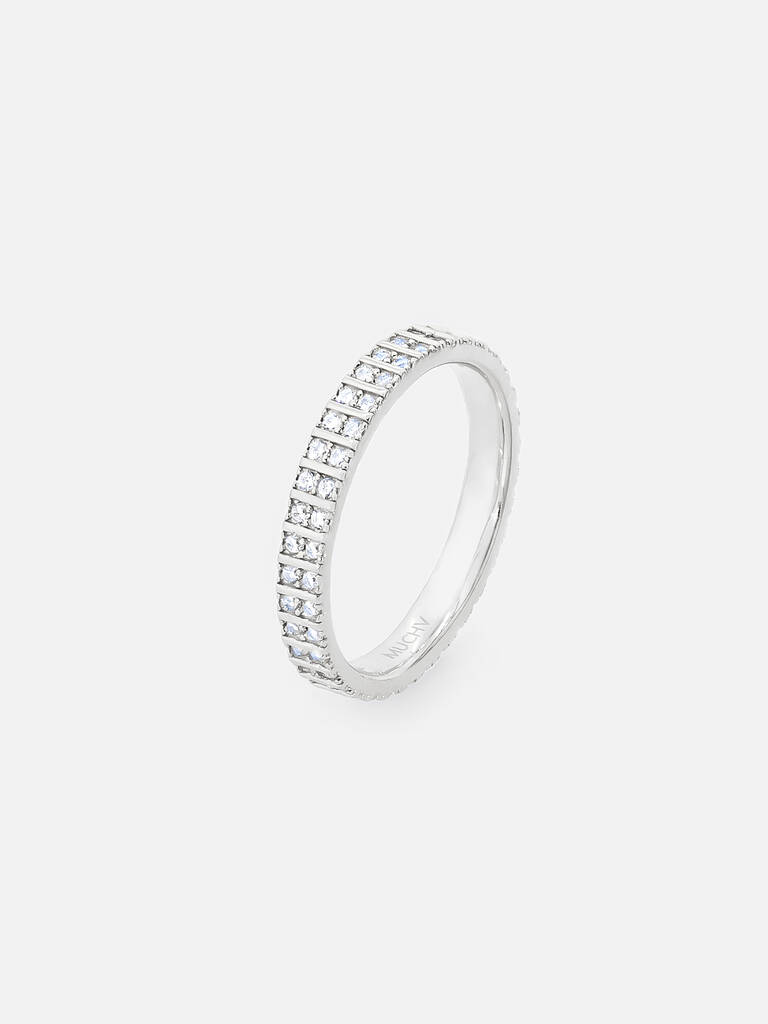 Double Row Stacking Ring With Diamond Simulant Stones By MUCHV ...