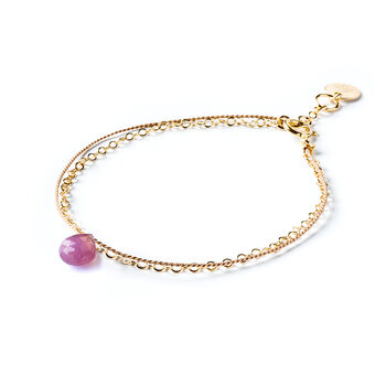 September Sapphire Gold And Silk Birthstone Bracelet, 2 of 5