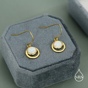 Opal And Circle Drop Hook Earrings In Sterling Silver, 7 of 11