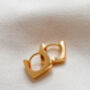 18k Gold Square Huggie Hoop Earrings, thumbnail 6 of 7