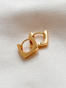 18k Gold Square Huggie Hoop Earrings, 6 of 7