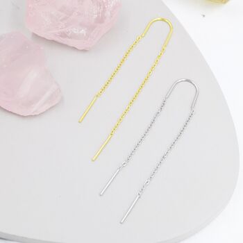 Sterling Silver U Shape Threader Earrings, 4 of 12