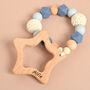 Personalised Blue Baby Teether With Engraved Wooden Star, thumbnail 2 of 4