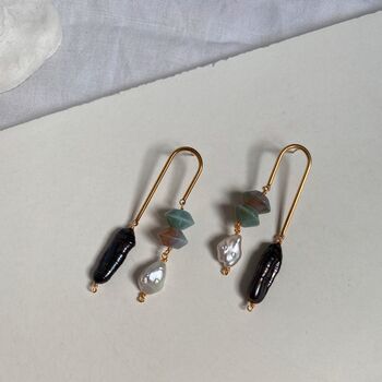 Freshwater Pearls And Agate Arch Earrings, 4 of 7
