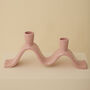 Handmade Pink Wavy Ceramic Candelabra For Two Candles, thumbnail 2 of 7