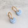 Blue Opal Teardrop October Birthstone Earrings, Gold, thumbnail 2 of 7