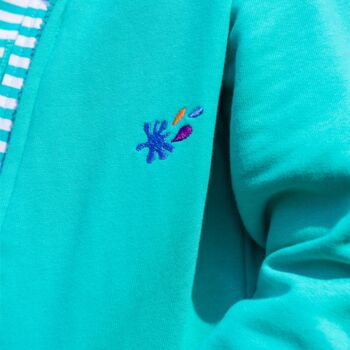 Organic Cotton Kids Turquoise Hoodie With Pockets, 2 of 5