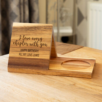 Personalised Book Stand And Coaster I Love Every Chapter With You Anniversary Gift, 2 of 6