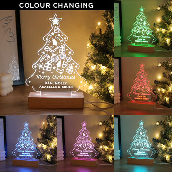 Personalised Christmas Tree Wooden Based LED Christmas Light, 2 of 12