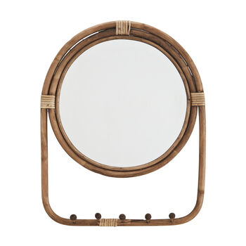 Rattan Framed Mirror With Hooks, 3 of 3