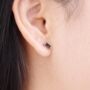 Onyx Stone Stud Earrings, Black Stone Studs, January Birthstone, thumbnail 2 of 7