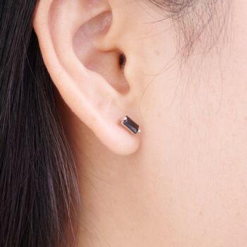 Onyx Stone Stud Earrings, Black Stone Studs, January Birthstone, 2 of 7