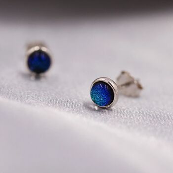Sterling Silver Dark Blue Crystal Stud Earrings, 5 of 10