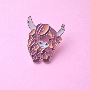 Highland Cow Enamel Pin Badge, 2 of 4