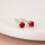 Solid 9ct Gold July Ruby Birthstone Stud Earrings – 4mm, thumbnail 1 of 4