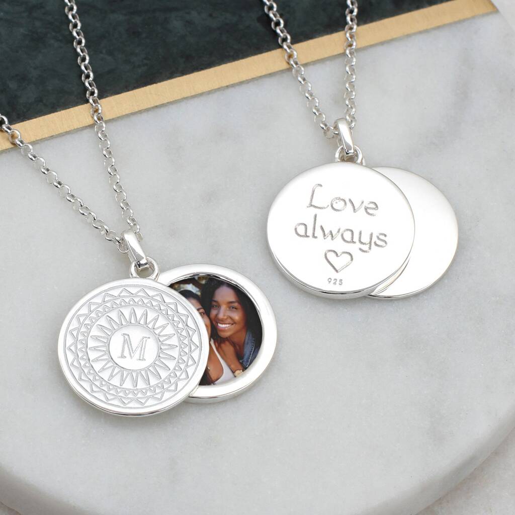 Personalised Silver Initial Photo Locket Necklace, 1 of 5