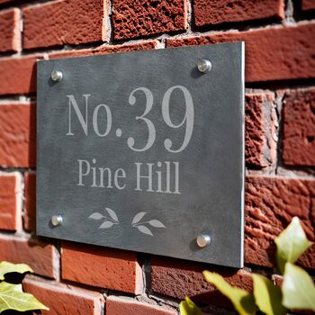 Personalised Leaf Slate House Sign, 2 of 3