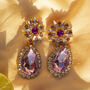 Oversized Flower Jewel Dangle Earrings In Lilac, thumbnail 1 of 2