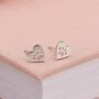 10mm Sterling Silver Paw Print Heart Stud Earrings, thumbnail 1 of 8