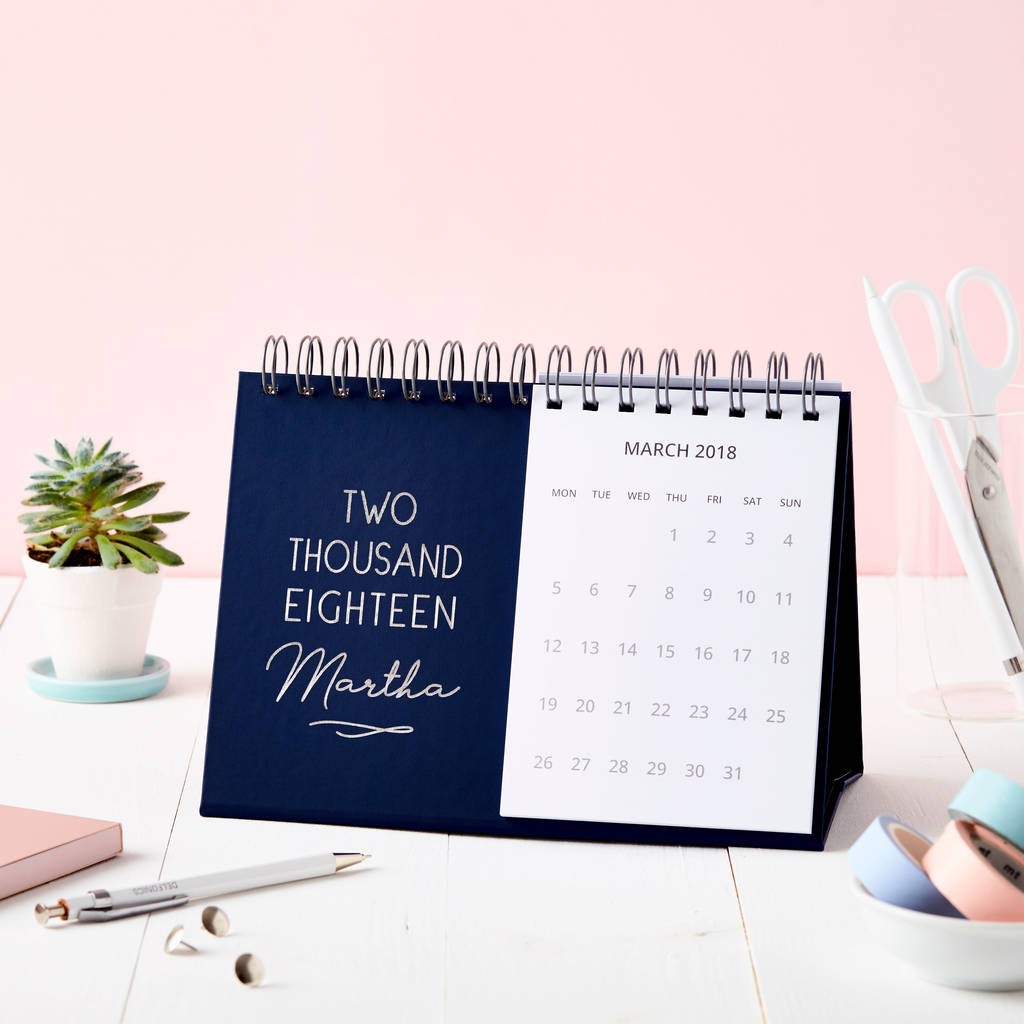 personalised classic 2018 desk calendar by martha brook ...