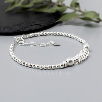 60th Birthday Beaded Rings Bracelet Sterling Silver, 4 of 5