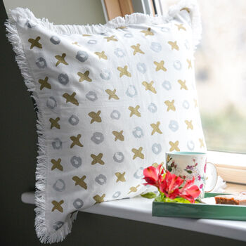 Xoxo Patterned Recycled Cotton Cushion Cover, 5 of 5