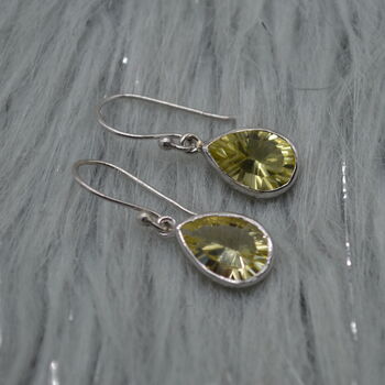 Lemon Quartz Earrings: Teardrop, Sterling Silver Dangle, 2 of 6