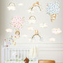 Floral Bunnies Clouds And Rainbows Wall Sticker Set, thumbnail 3 of 5