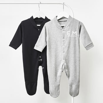 Initials Personalised Baby Sleepsuit, 3 of 12