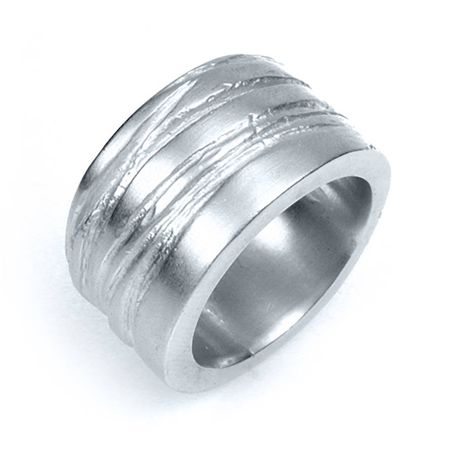 Wide Silver Texture Bound Ring, 1 of 5