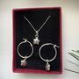 Sterling Silver Star Set Hoop Earrings And Necklace, thumbnail 2 of 2