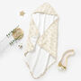 Neutral Floral Organic Cotton Muslin Hooded Baby Towel, thumbnail 2 of 5