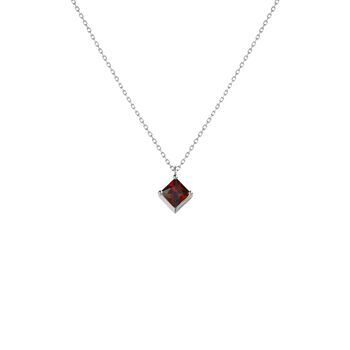 Sterling Silver Pendant Birthstone Necklace January Garnet, 3 of 6