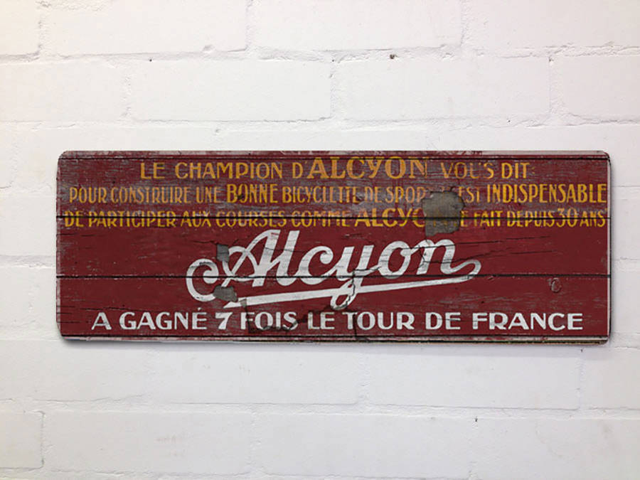 Vintage Style Red Alcyon Tour De France Cycling Sign