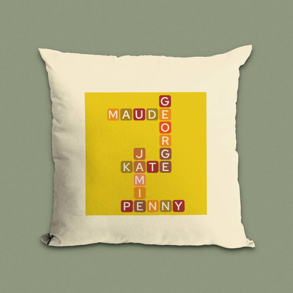 Personalised Family Names Cushion Crossword Gift By elevencorners