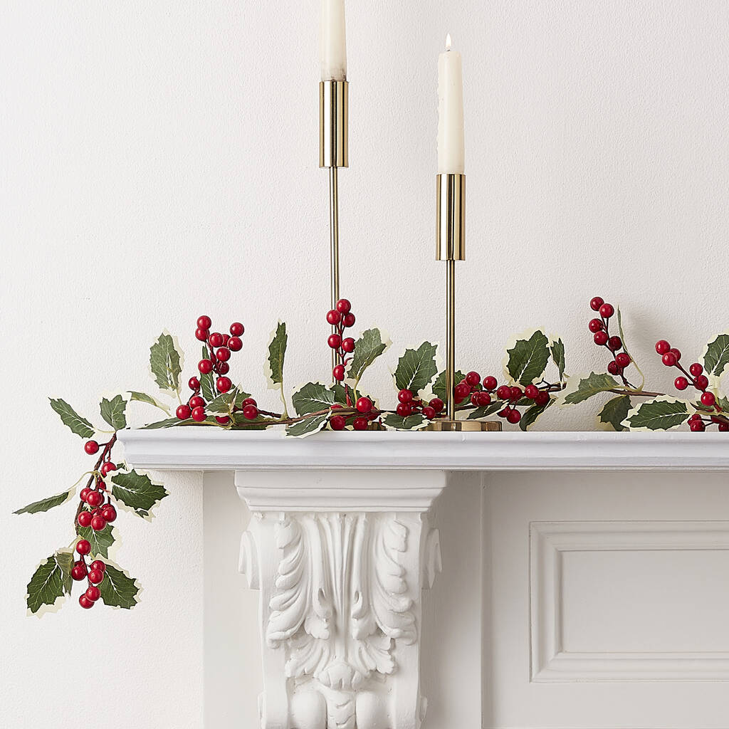 Berry And Holly Christmas Foliage Garland Decoration, 1 of 2